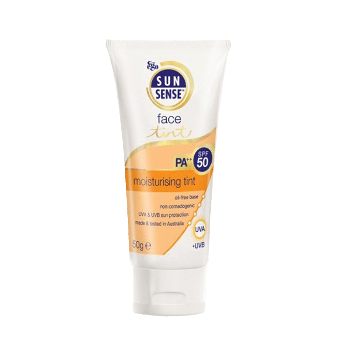 ego-sunsense-face-tinted-cream-for-combination-and-oily-skins-50-g کرم ضد آفتاب سان سنس رنگی ایگو SPF50 مناسب پوست های مختلط و چرب ۵۰گرم
