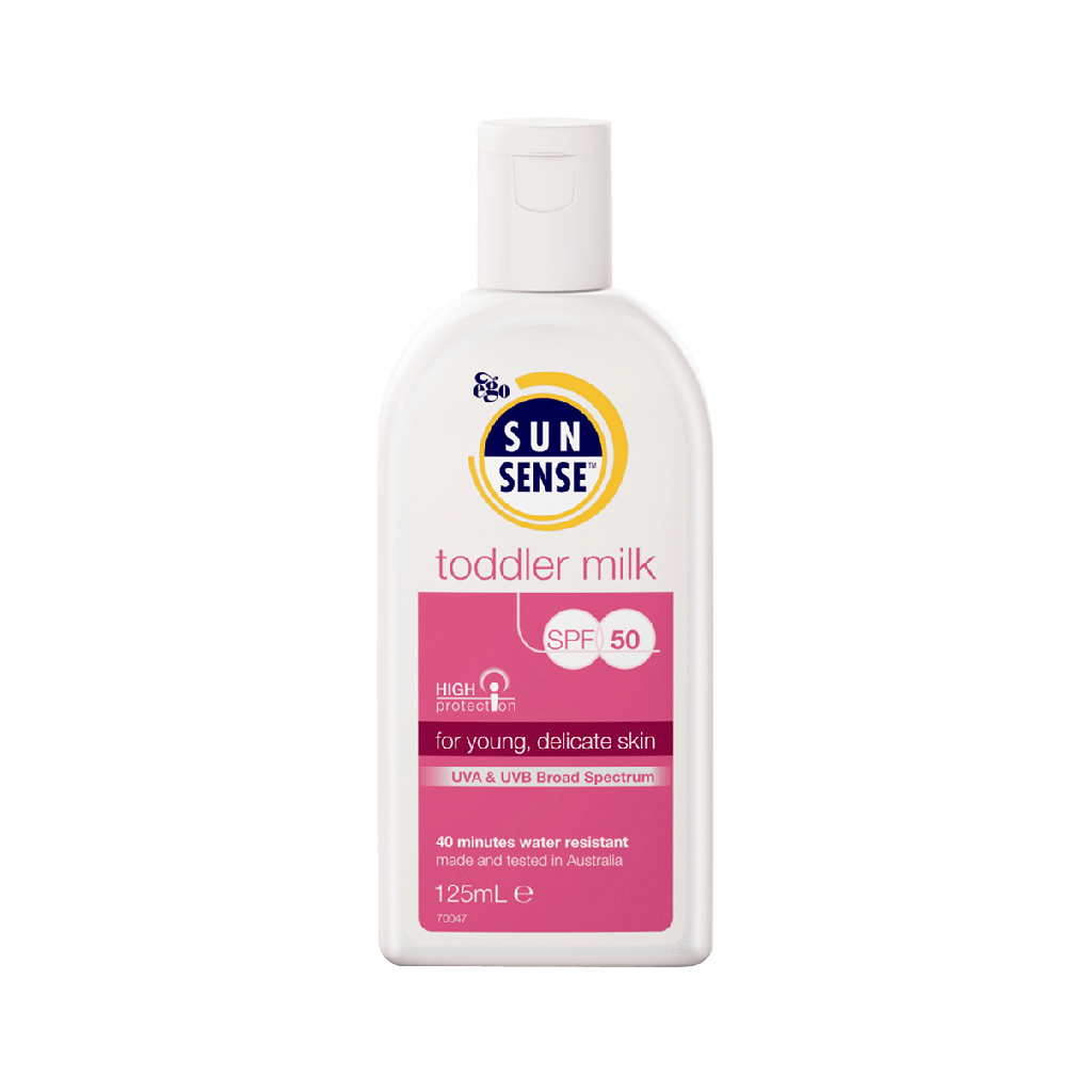 ego-sunsense-toddler-milk-spf50-lotion-for-sensitive-skins-125-ml لوسیون ضد آفتاب سان سنس تادلر میلک SPF50 ایگو مناسب پوست های حساس ۱۲۵ میلی لیتر