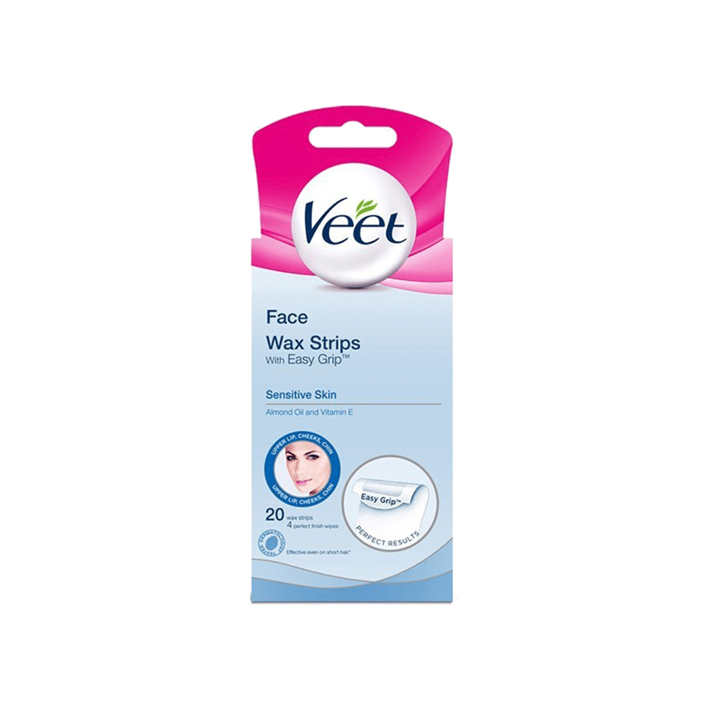 veet-face-wax-strips-for-sensitive-skins-with-vitamin-e-24-pcs نوار موبر صورت پوست های حساس ویت