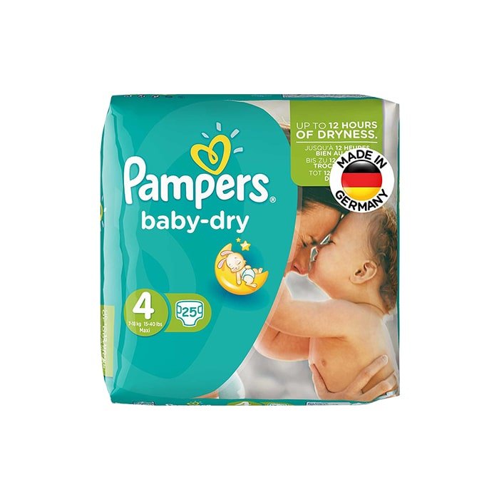 pampers-baby-dry-size-4-diaper-25-pcs پوشک سایز ۴ پمپرز مدل baby dry بسته ۲۵ عددی