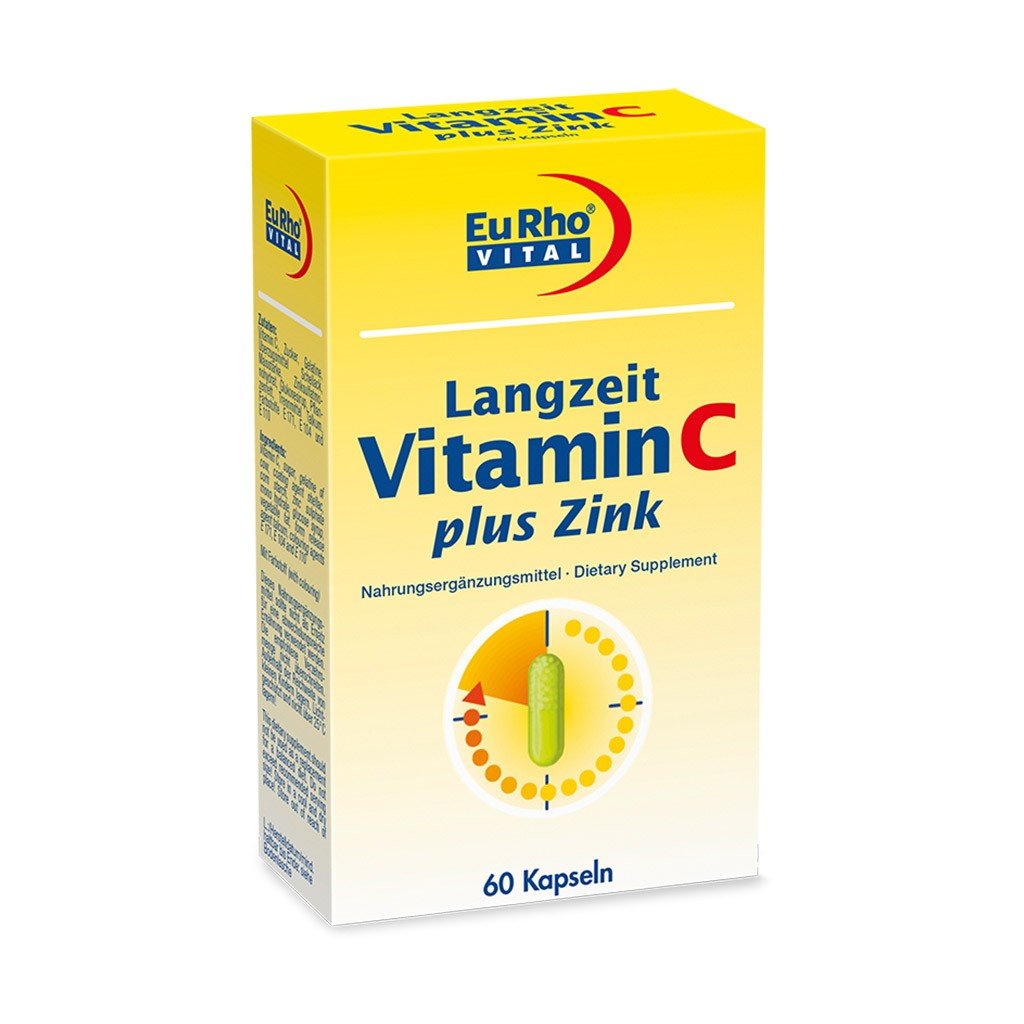 eurho-vital-langzeit-vitamin-c-plus-zink-5mg-60-caps کپسول ویتامین C + زینک (۵ میلی گرم) یوروویتال ۶۰ عددی