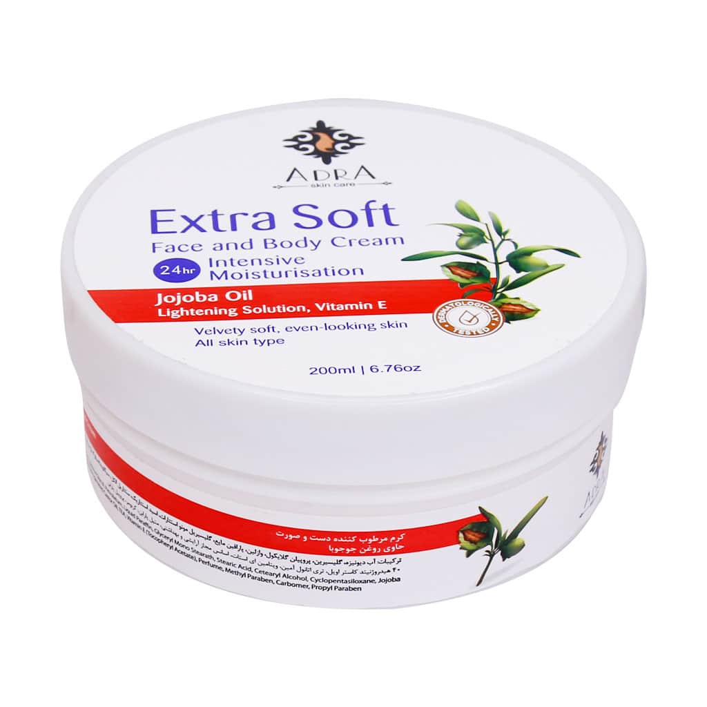 کرم صورت و بدن حاوی روغن جوجوبا آدر کرم صورت و بدن حاوی روغن جوجوبا آدرا
