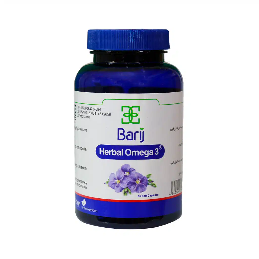 Barij-Flaxseed-Oil-60-Caps.jpg.webp کپسول روغن بذر کتان حاوی امگا 3 باریج اسانس ۶۰ عددی