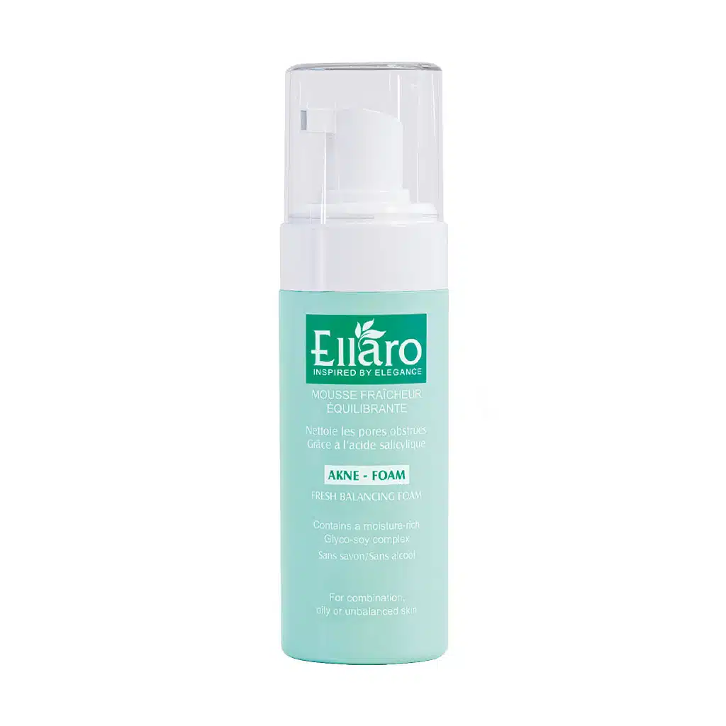 Ellaro-Fresh-Balancing-Foam-For-Oily-And-Akne-Skins-1.jpg.webp فوم شستشوی صورت فرش بالانسینگ الارو مناسب پوست های چرب و مستعد آکنه 150 میلی لیتر