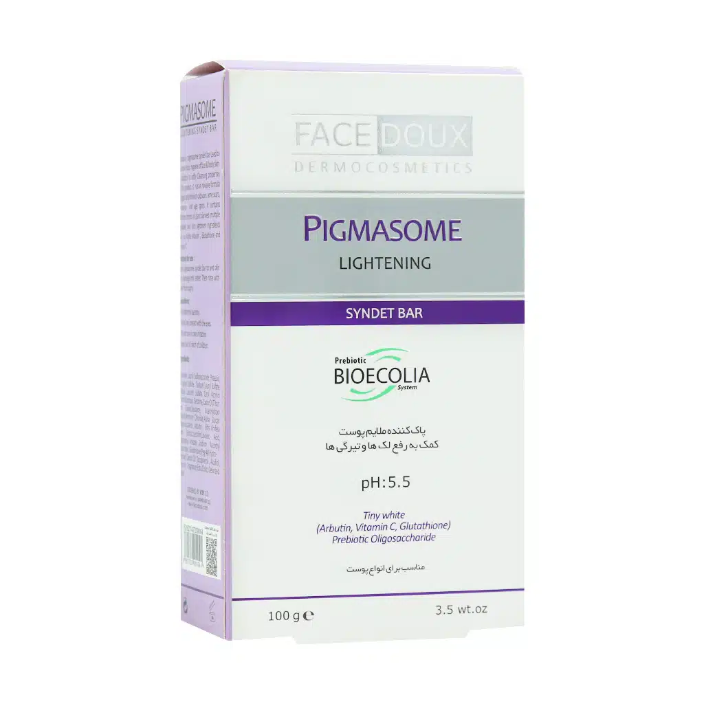 Facedoux-Pigmasome-Lightening-Syndet-Bar-100.jpg.webp پن پیگمازوم فیس دوکس ۱۰۰ گرم