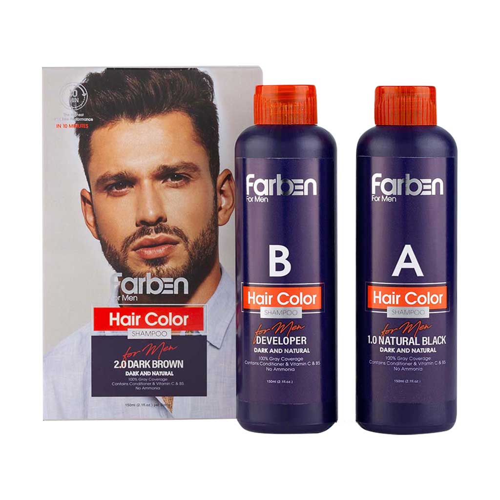 Farben-Dark-Brown-Hair-Color-Shampoo شامپو رنگ موی مردانه قهوه ای تیره فاربن