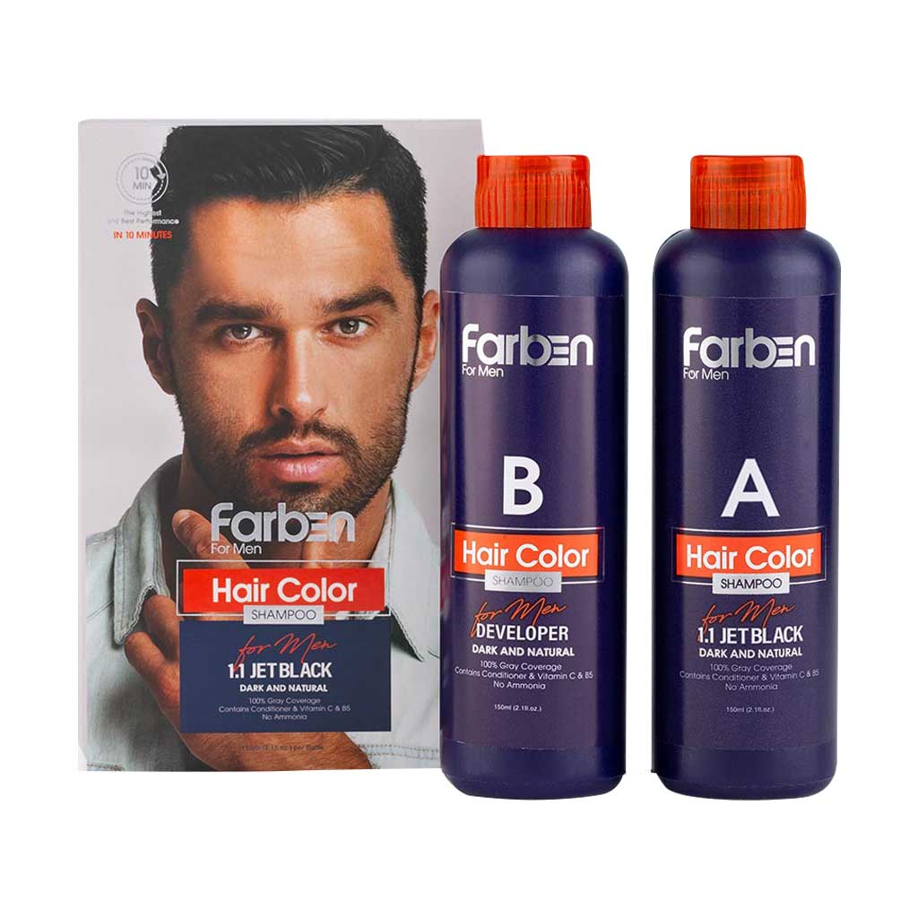 Farben-Dark-Gray-Hair-Color-Shampoo شامپو رنگ موی مردانه خاکستری تیره فاربن