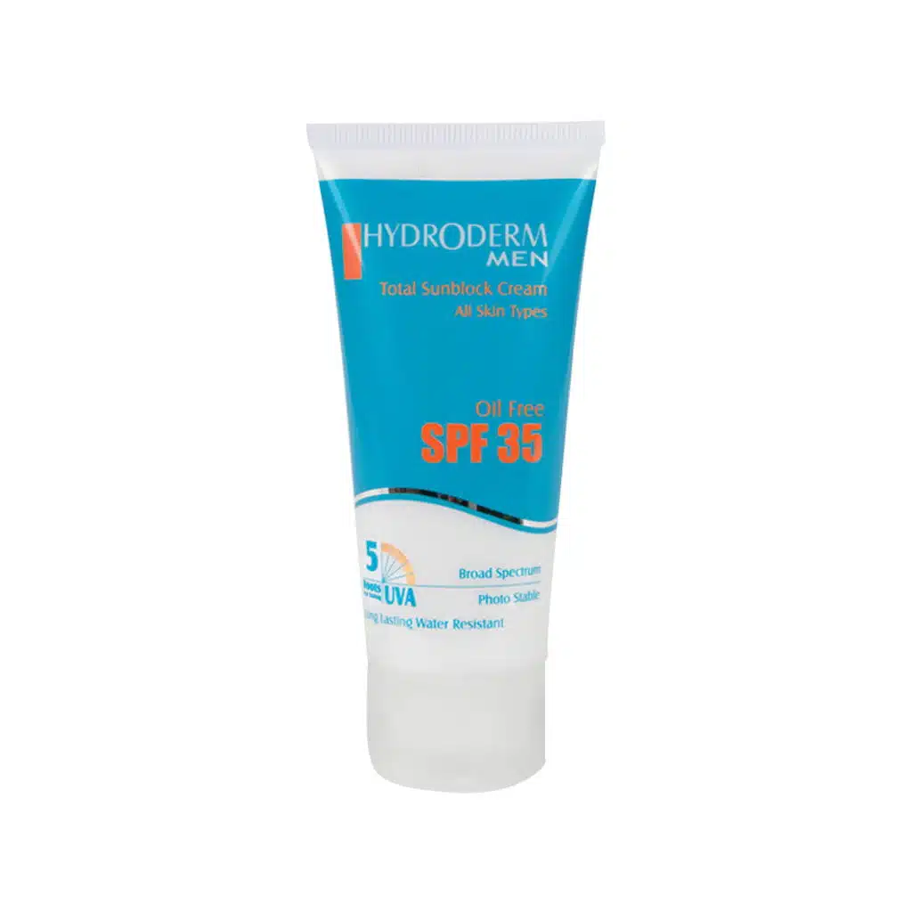 Hydroderm-Total-Sunblock-Cream-SPF35-For-Men-50-ml.jpg.webp کرم ضد آفتاب آقایان هیدرودرم SPF35 حجم ۵۰ میلی لیتر