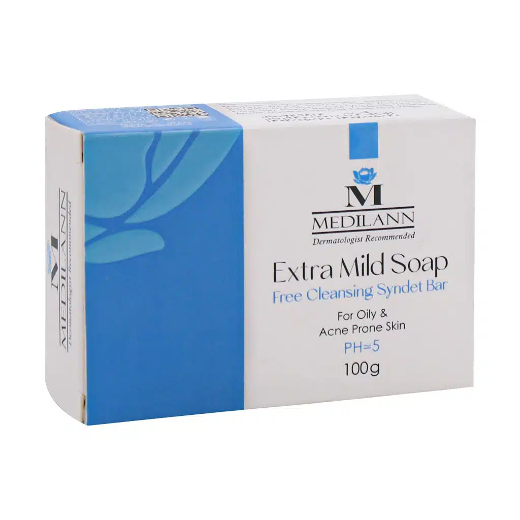 Medilann-Cleansing-Syndet-Bar-For-Oily-Acne-Prone-Skin.jpg.webp پن مخصوص پوست های چرب و آکنه ای مدیلن ۱۰۰ گرم
