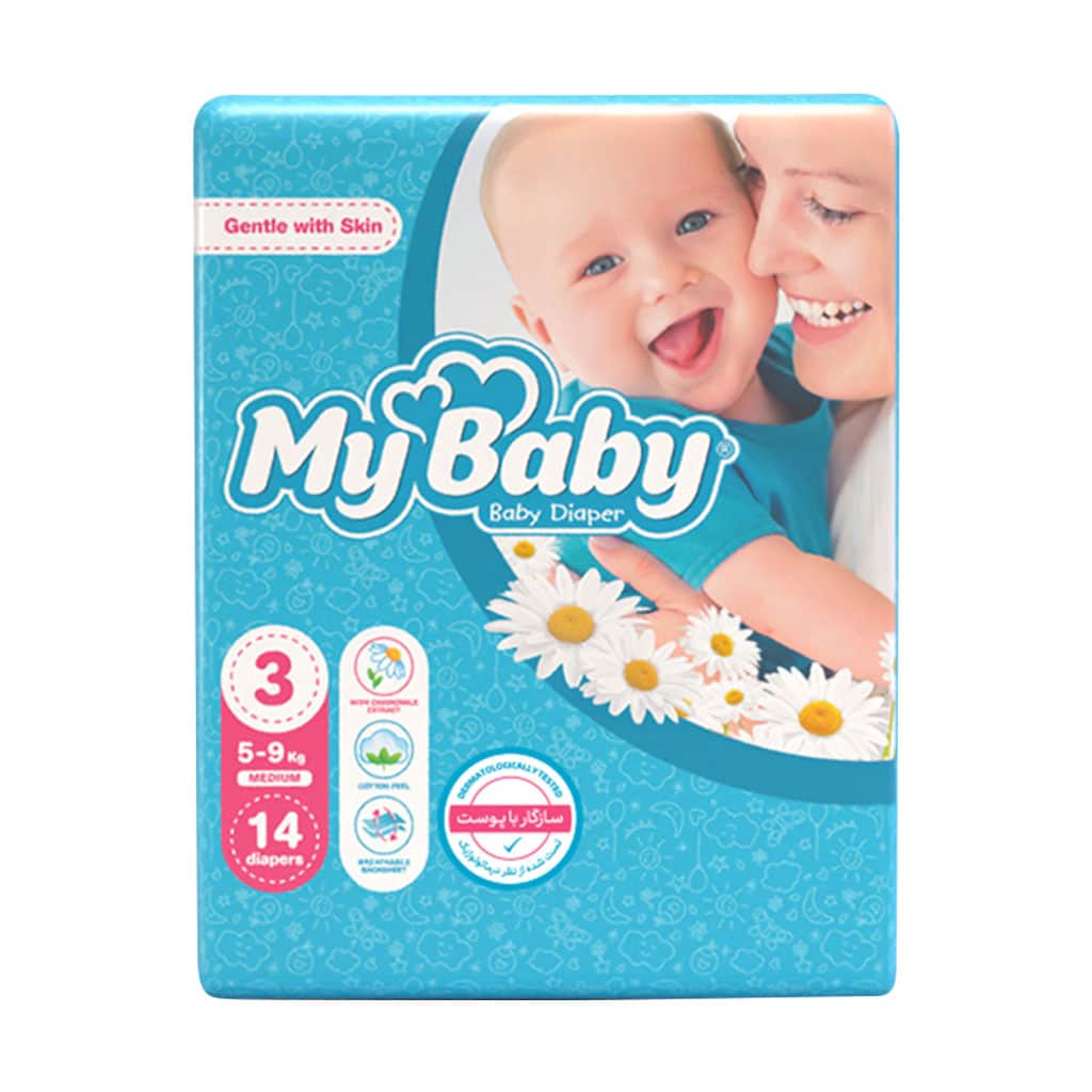 My-Baby-Size-۳-Baby-Diaper-With-Chamomile-Extract-14 قیمت پوشک سایز ۳ مای بی بی