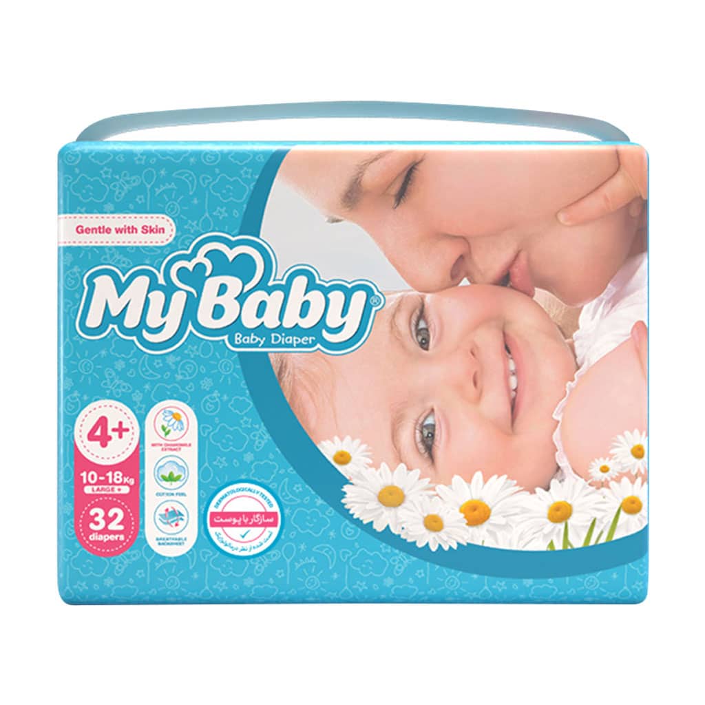 My-Baby-Size-۴-Baby-Diaper-With-Chamomile-Extract-32 قیمت پوشک سایز ۴ مای بیبی