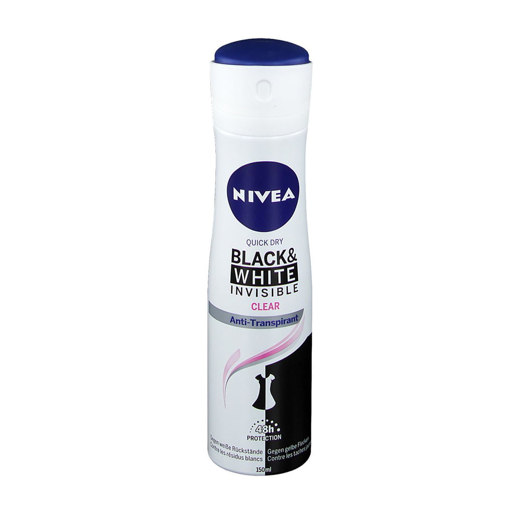 NIVEA Invisible Black And White Spray For Women 150 ml اسپری ضد تعریق نیوآ مدل اینویزیبل بلک اند وایت