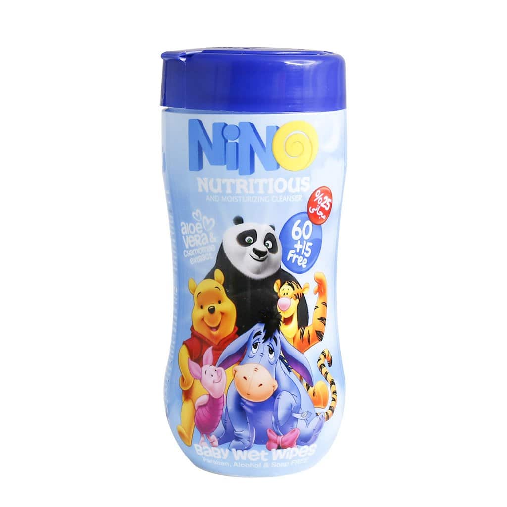 Nino Cleanser Baby Wipes 60+15 pcs دستمال مرطوب کودک کمر باریک کارتونی نینو