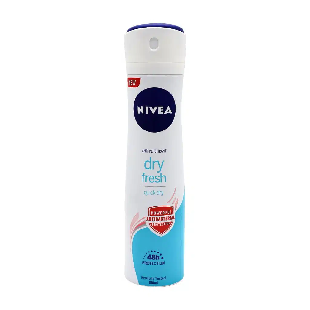 Nivea-Dry-Fresh-Spray-For-Women-150-ml.jpg.webp اسپری ضد تعریق نیوآ مدل درای فرش مخصوص بانوان ۱۵۰ میلی لیتر