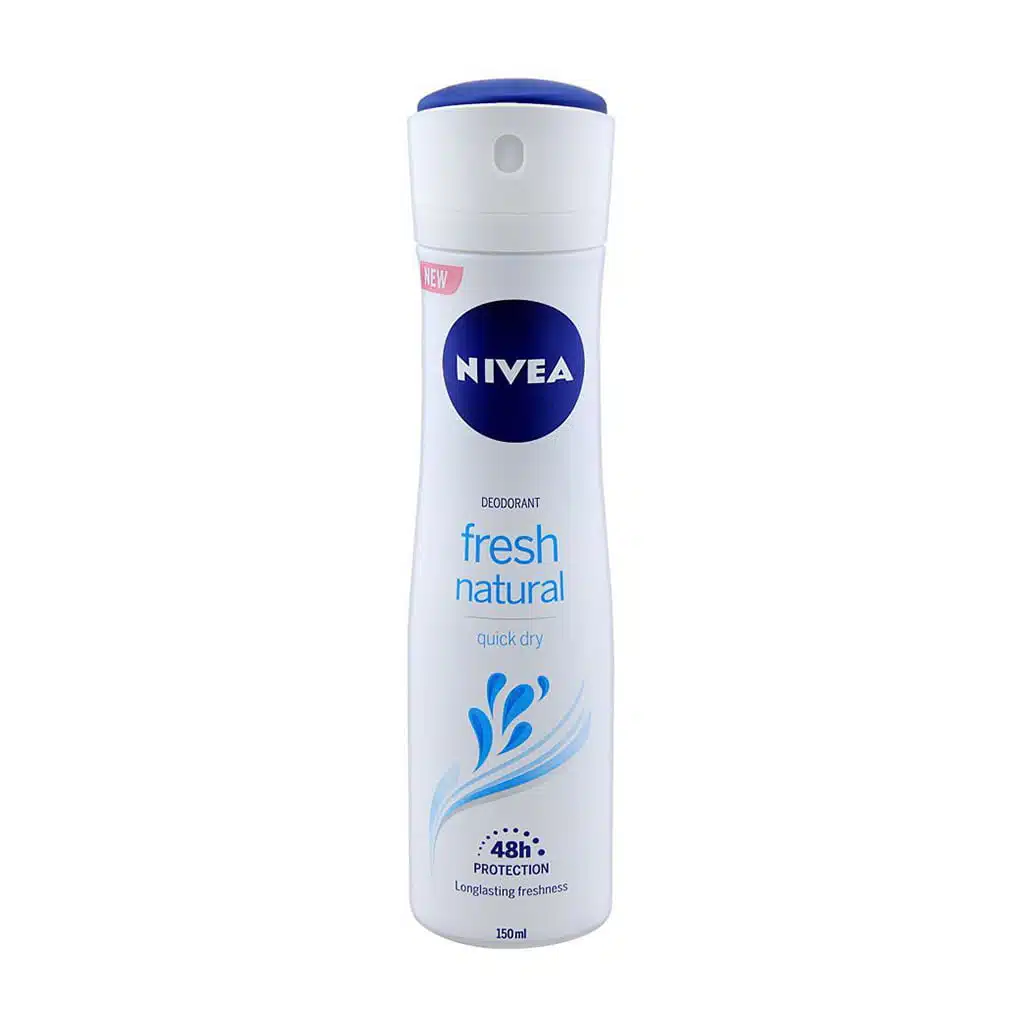 Nivea-Fresh-Natural-Spray-For-Women-150-ml.jpg.webp اسپری ضد تعریق نیوآ مدل فرش نچرال مخصوص بانوان ۱۵۰ میلی لیتر