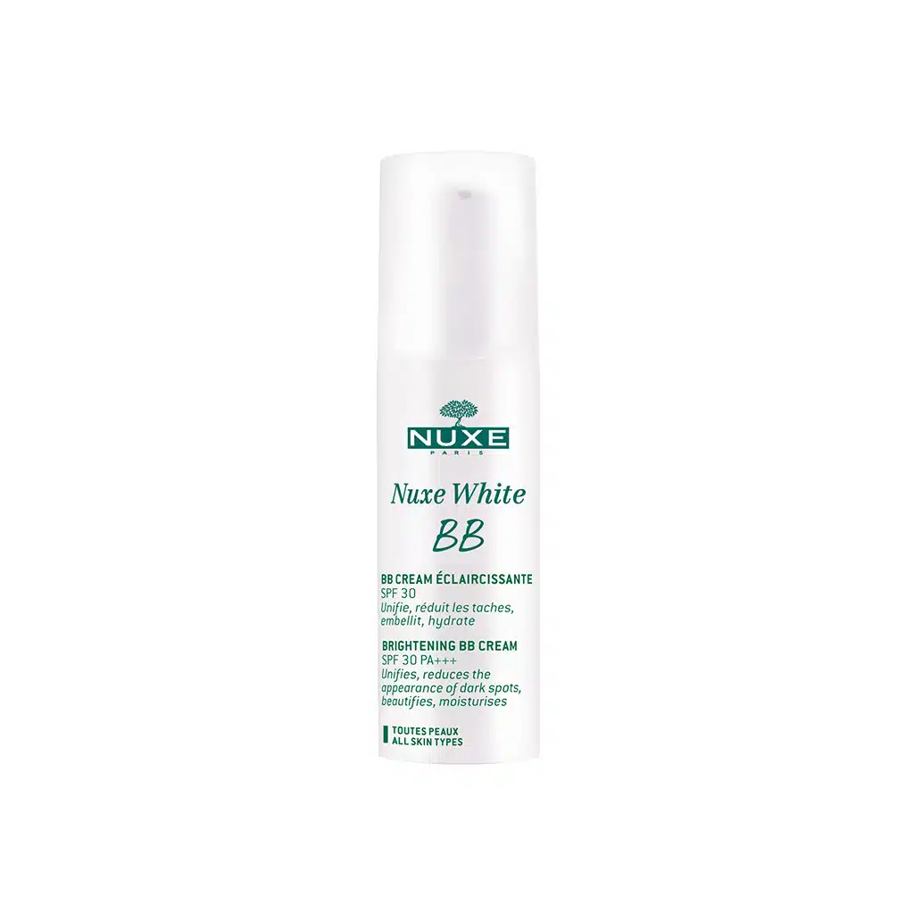 Nuxe-White-Brightening-BB-SPF30-Cream-All-Skin-Types.jpg.webp کرم ضد آفتاب رنگی BB نوکس SPF30 مناسب انواع پوست 30 میلی لیتر