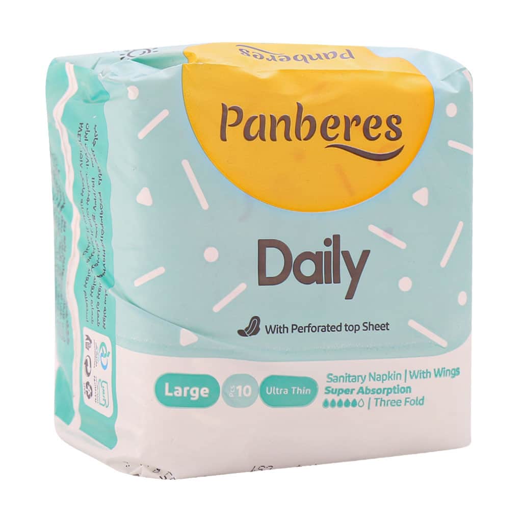 Panberes-Sanitary-Napkin-Lattice-Siza-Large-10 نوار بهداشتی سبز بالدار مشبک پنبه ریز