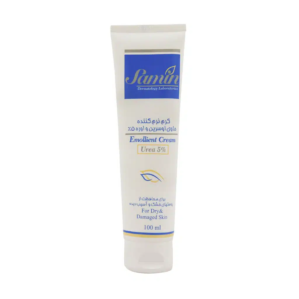 Samin-Emollient-And-Urea-5-For-Dry-And-Damaged-Skin-Cream-100-ml.jpg.webp کرم نرم کننده اوسرین و اوره ۵ درصد ثمین ۱۰۰ میلی لیتر