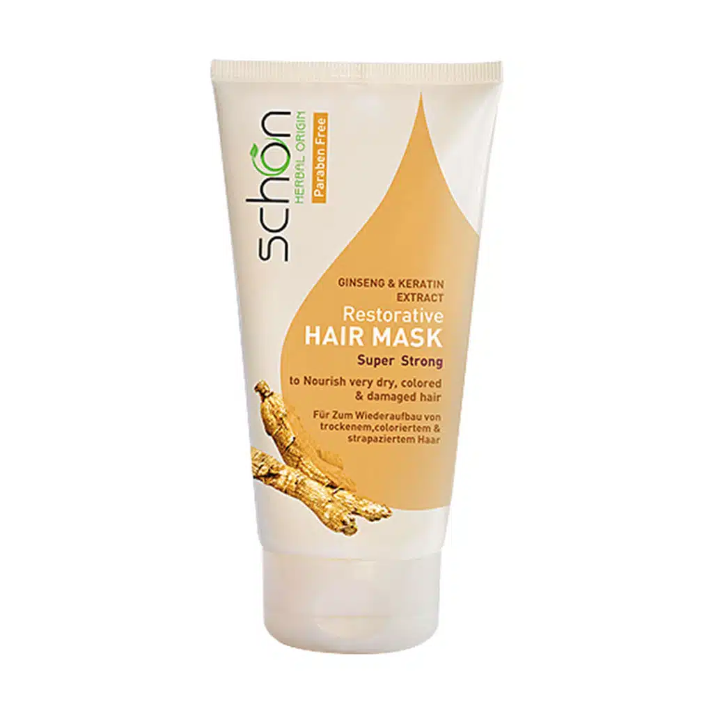Schon-Ginseng-And-Keratin-Extract-Restorative-Hair-Mask-For-Very-Dry-Damaged-And-Colorediar.jpg.webp ماسک مو جینسینگ و کراتین شون مناسب موهای خیلی خشک، آسیب دیده و رنگ شده