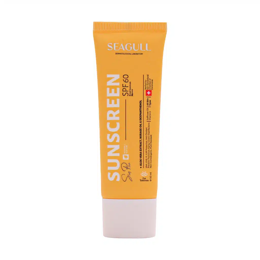 Seagull-Tinted-Sunscreen-SPF-60-cream-Oil-Free-1.jpg.webp کرم ضد آفتاب SPF60 سی گل مناسب انواع پوست 50 میلی لیتر