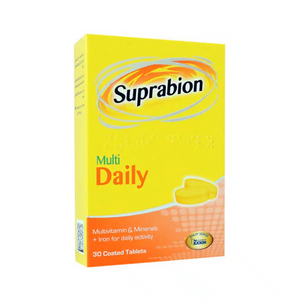 Suprabion-Multi-Daily-30-Coated-Tabs-1.jpg.webp قرص روکش دار مولتی دیلی سوپرابیون ۳۰ عددی