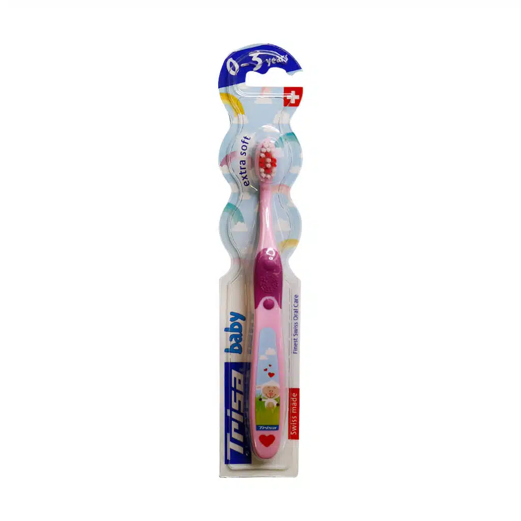 Trisa-Baby-Toothbrush-1.jpg.webp مسواک کودک تریزا با برس نرم مناسب کودکان ۰ تا ۳ سال