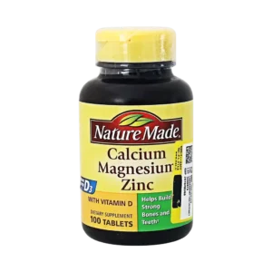 قرص کلسیم منیزیم روی + ویتامین D نیچرمید ۱۰۰ عدد