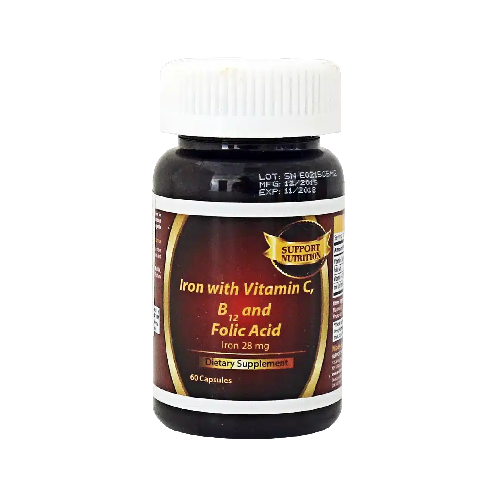 0027480_0.jpeg.webp کپسول آهن به همراه ویتامین ث، B12 و فولیک اسید ساپورت نوتریشن ۶۰ عدد
