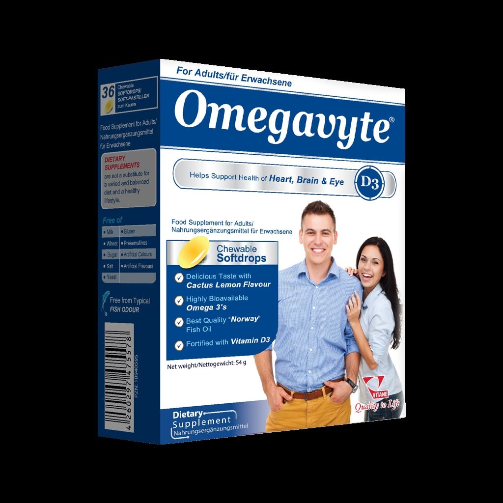 vitane-omegavyte-d3-for-adults-36-chewable-soft-drop کپسول نرم جویدنی امگاویت D3 بزرگسالان ویتان