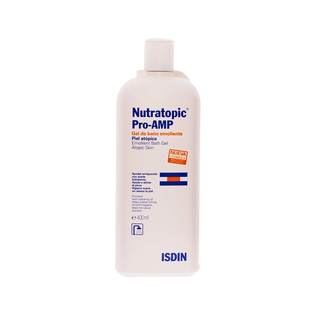 isdin-nutratopic-pro-amp-emollient-bath-gel-400-ml ژل شوینده بدن نوتراتوپیک ایزدین مخصوص پوست خیلی خشک ۴۰۰ میلی لیتر
