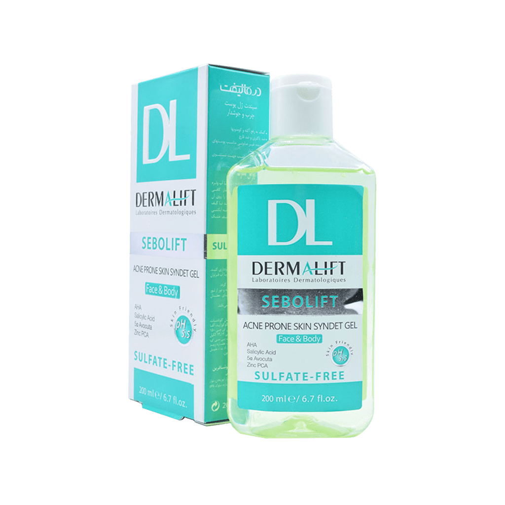 dermalift-sebolift-acne-prone-skin-syndet-gel-200-ml سیندت ژل پوست چرب سبولیفت درمالیفت ۲۰۰ میلی لیتر