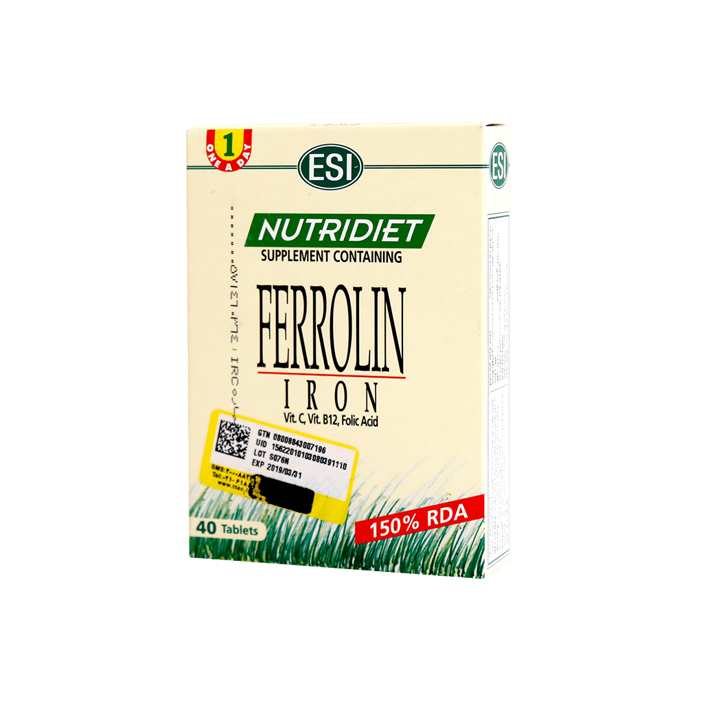esi-nutridiet-ferrolin-iron-40-tabs قرص نوتری دایت فرولین آیرون اسی