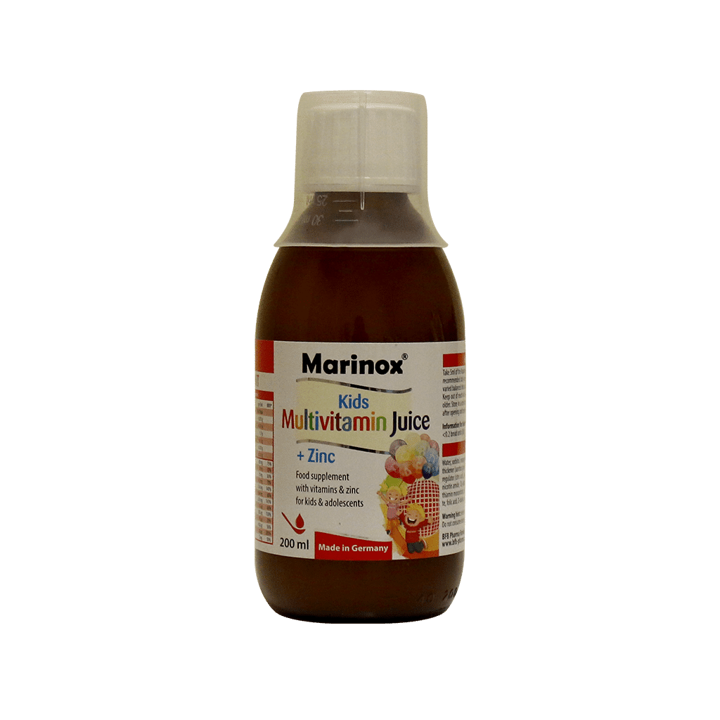 marynox-kids-multivitamin-juice-and-zinc-200-ml شربت مولتی ویتامین + زینک کودکان مارینوکس