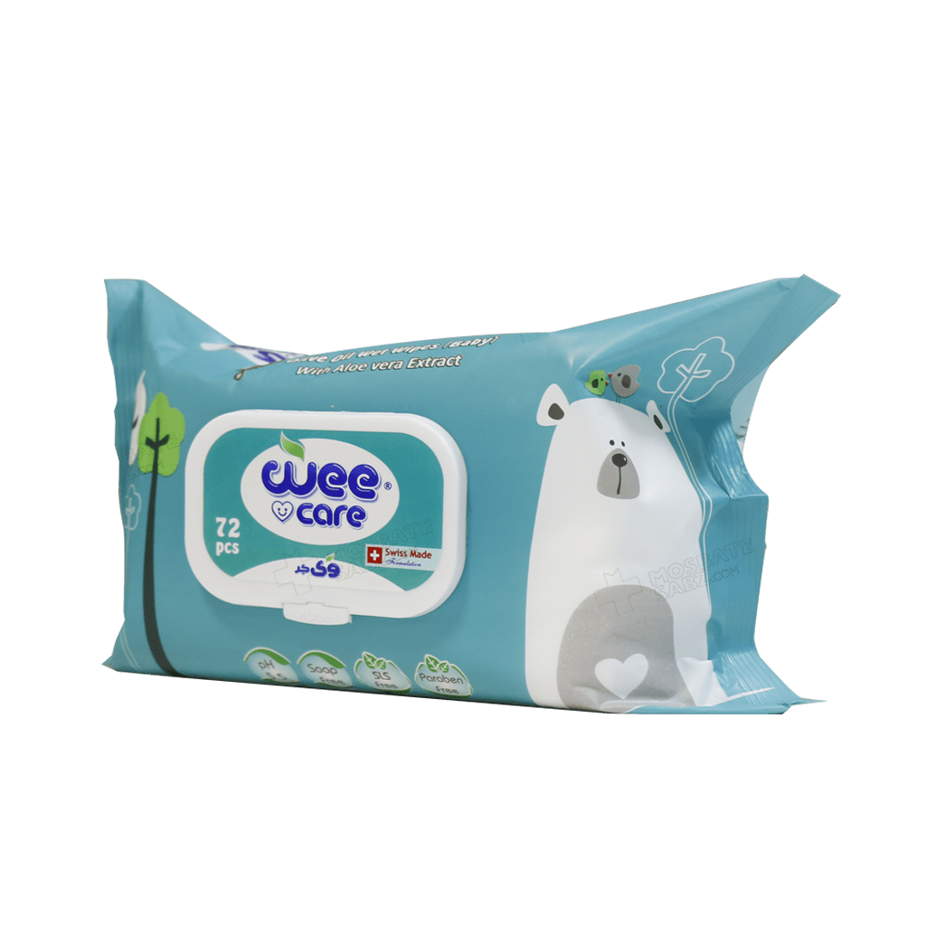 wee-care-olive-oil-baby-wipes-72-pcs دستمال مرطوب کودک وی کر حاوی روغن زیتون 72 عدد
