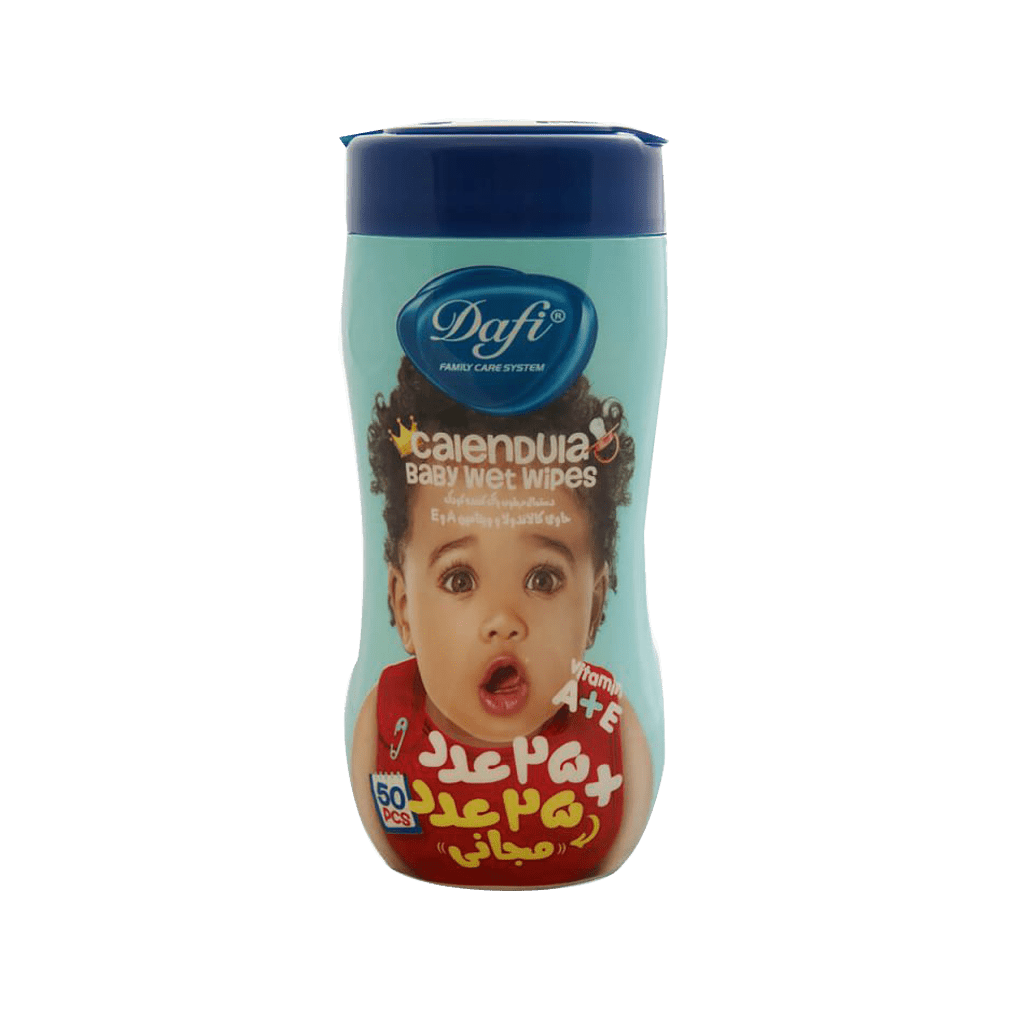 dafi-calendula-and-vitamin-baby-wet-wipes-50-pcs دستمال مرطوب کودک دافی حاوی کالاندولا و ویتامین 50 عدد