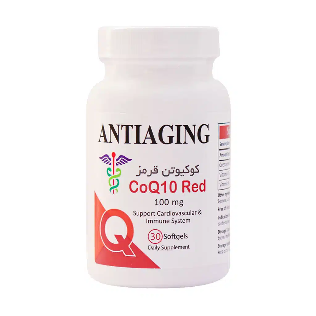 Antiaging-CoQ۱۰-Red-۱۰۰-mg-۶۰-Softgels.jpg.webp سافت ژل کوکیوتن قرمز ۱۰۰ میلی گرم آنتی ایجینگ