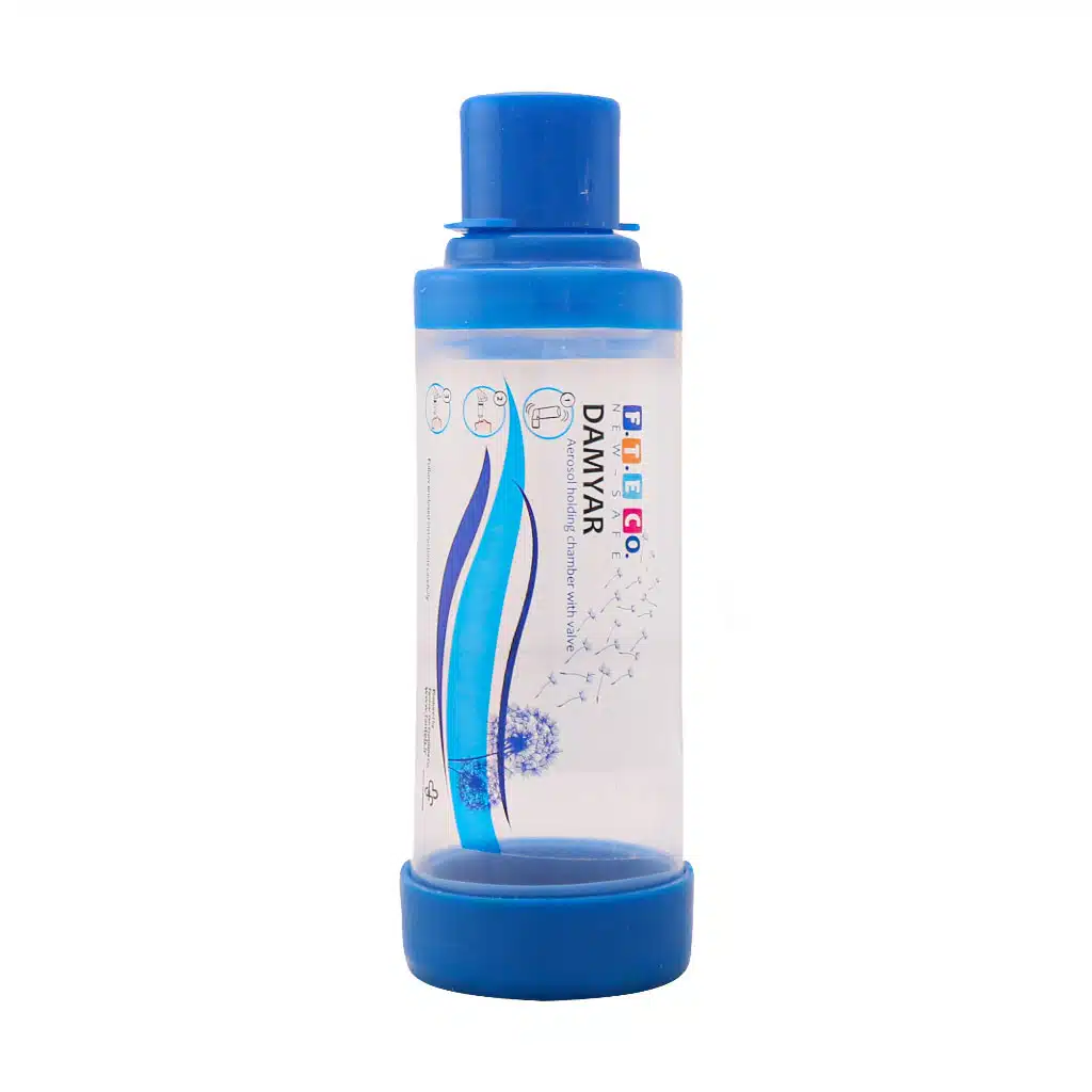 F.T.E-co.-Damyar-Aerosol-Holding-chamber-with-valve.jpg.webp دم یار بزرگسال با دریچه یک طرفه