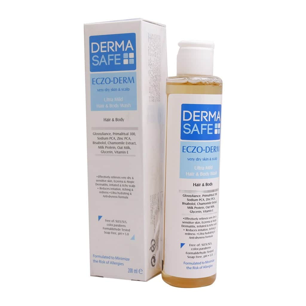 dermasafe-hair-body-eszo-derm-shampoo-200-ml شامپو سر و بدن درماسیف مناسب پوست بسیار خشک 200 میلی لیتر
