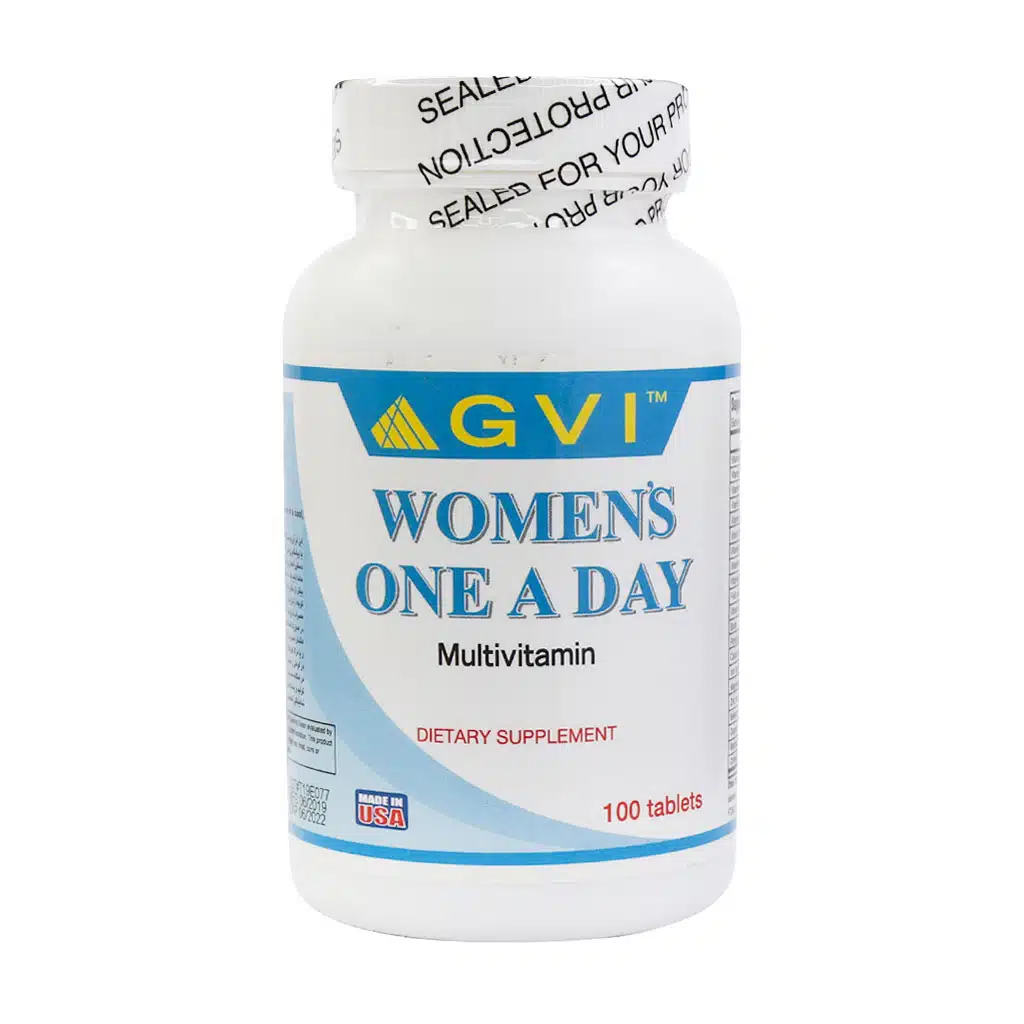 GVI-Womens-One-A-Day-Multivitamin-100-Tabs-1.jpg.webp قرص مولتی ویتامین خانم ها جی وی آی 100 عدد