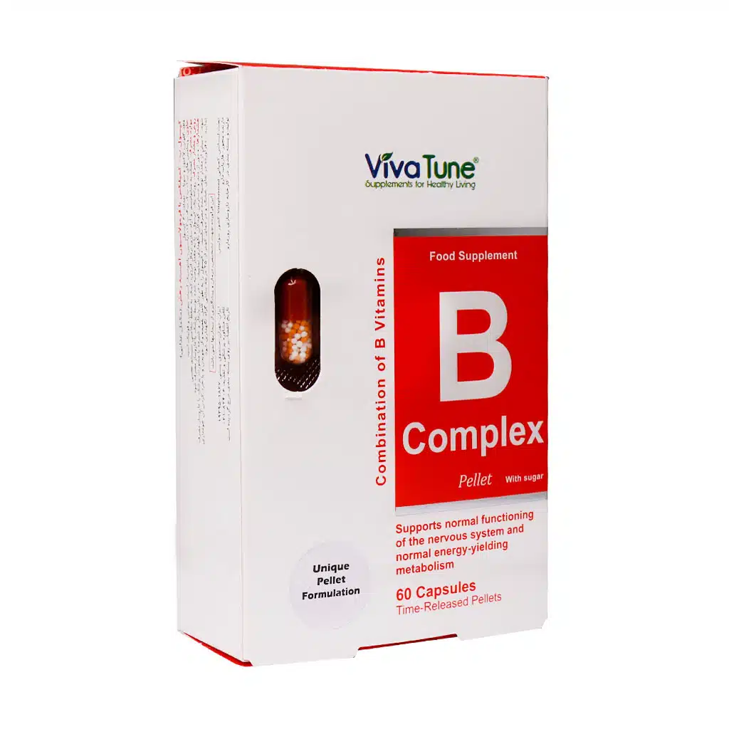 Viva-Tune-B-Complex-60-Caps.jpg.webp کپسول ب کمپلکس ویواتیون با فرمولاسیون آهسته رهش ۶۰ عدد