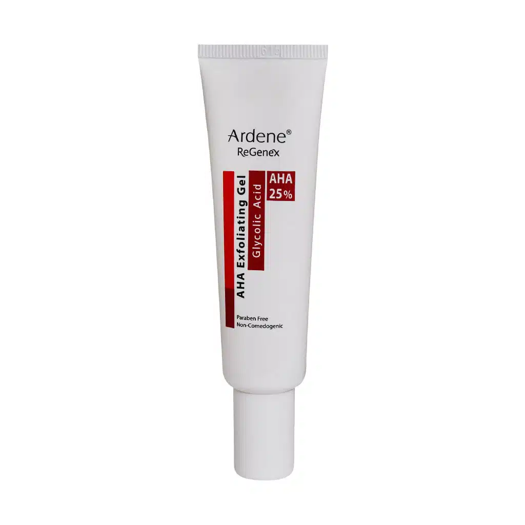Ardene-Regenex-AHA-Exfoliating-Gel-30-g.jpg.webp ژل لایه بردار صورت ریجنکس آردن حاوی 25 درصد آلفا هیدروکسی اسید 30 گرم