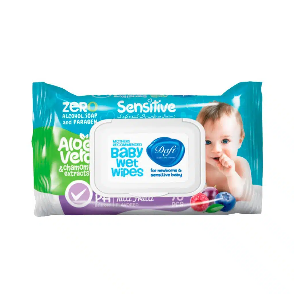 dafi-baby-wet-wipes-for-sensitive-skins-70pcs.jpg.webp دستمال مرطوب کودک آلوئه ورا دافی مناسب پوست حساس 70 عدد