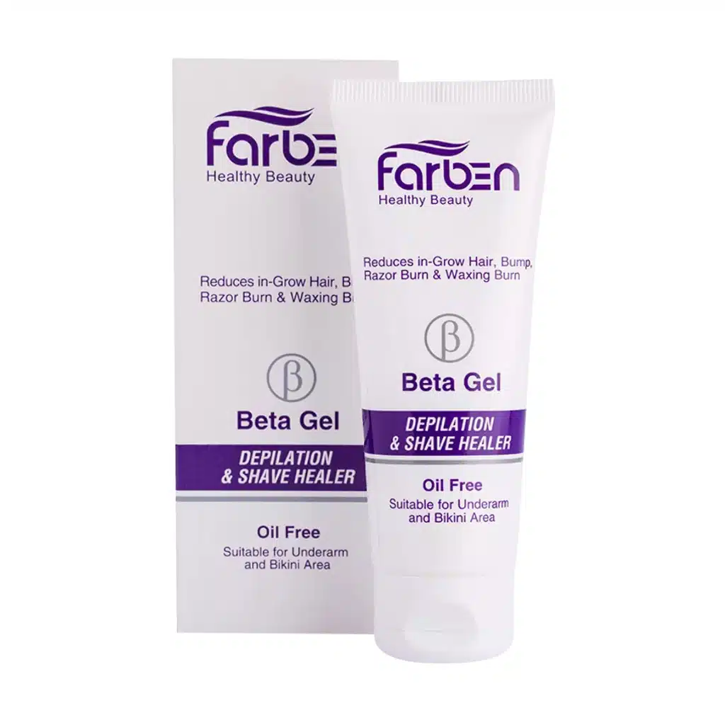 Farben-Beta-Gel-Depilation-and-Shave-Healer-75-ml-1.jpg.webp ژل بتا فاربن مناسب برای پس از اصلاح اپیلاسیون و لیزر 75 میلی لیتر