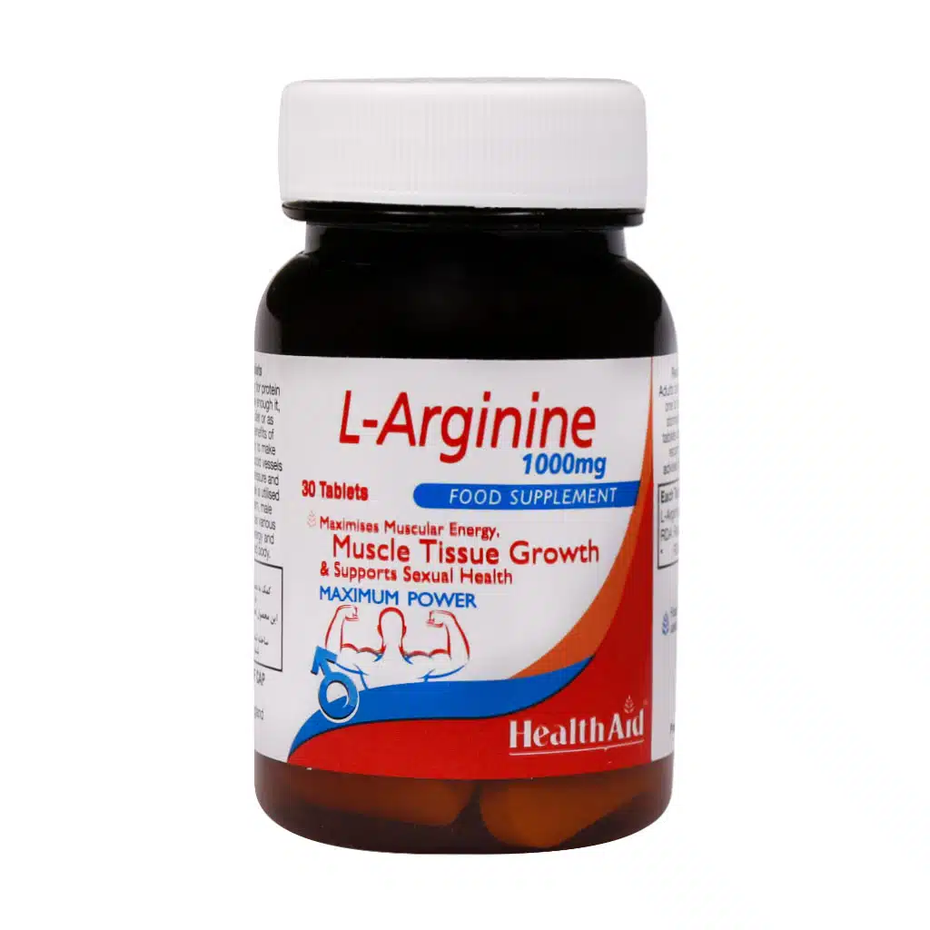 Health-Aid-L-Arginine-1000-mg.jpg.webp قرص ال آرژنین 1000 میلی گرم هلث اید