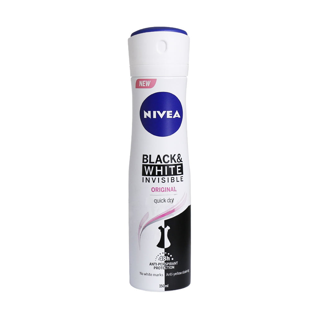 Nivea Black and White Invisible Anti Perspirant Spray 150 ml اسپری ضد تعریق زنانه بلک اند وایت نیوآ
