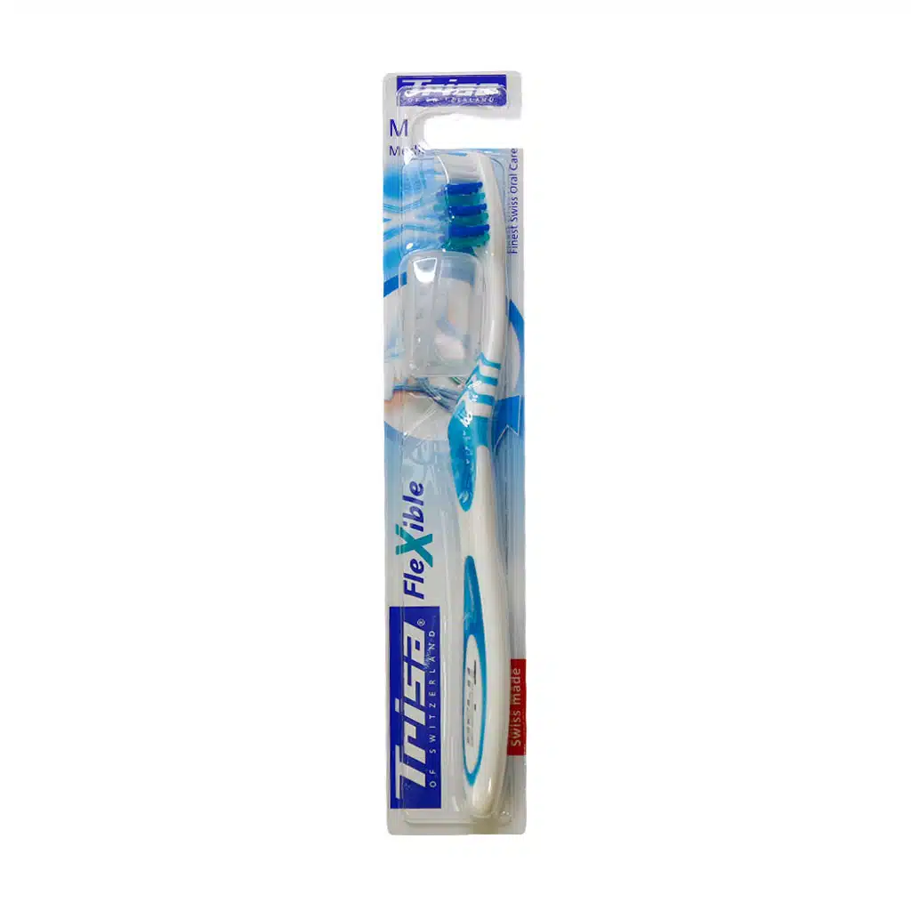 Trisa-Flexible-Medium-Toothbrushp.jpg.webp مسواک فلکسیبل تریزا فرچه متوسط همراه با درپوش محافظ