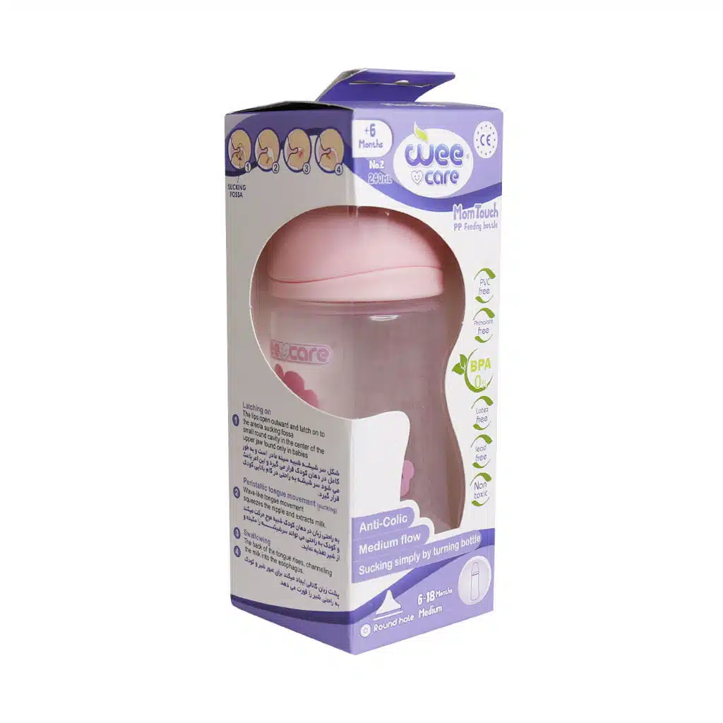 Wee-Care-Model-B318-Milk-Bottle-240-ml.jpg.webp شیشه شیر وی کر سایز 2 مدل B318 حجم 240 میلی لیتر
