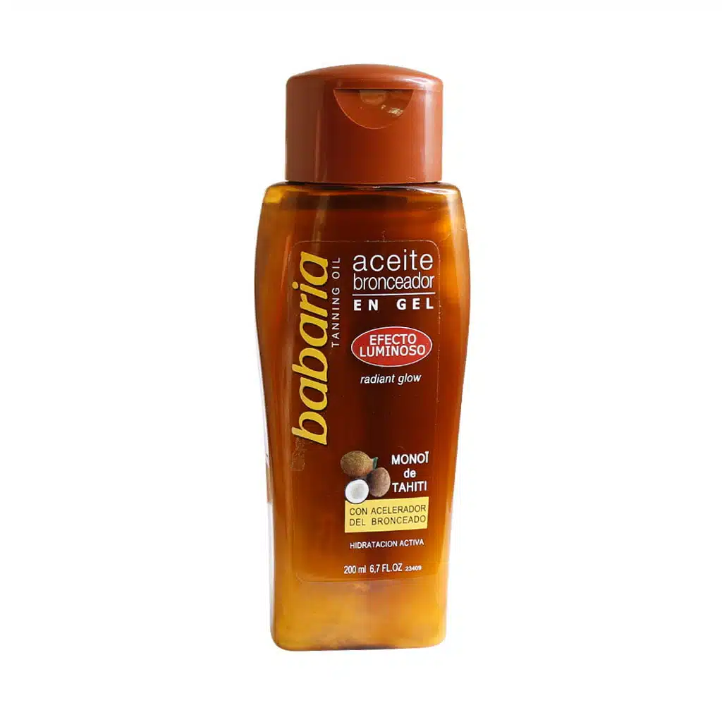 Bronzing-Gel-With-Coconut-Oil-200-ml.jpg.webp ژل روغن اکلیلی برنزه کننده پوست باباریا 200 میلی لیتر