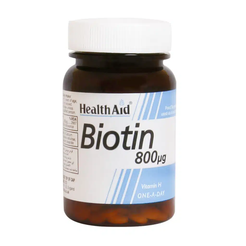 Health-Aid-Biotin-800-mcg-30-Tabs.jpg.webp قرص بیوتین 800 میکروگرم هلث اید 30 عدد
