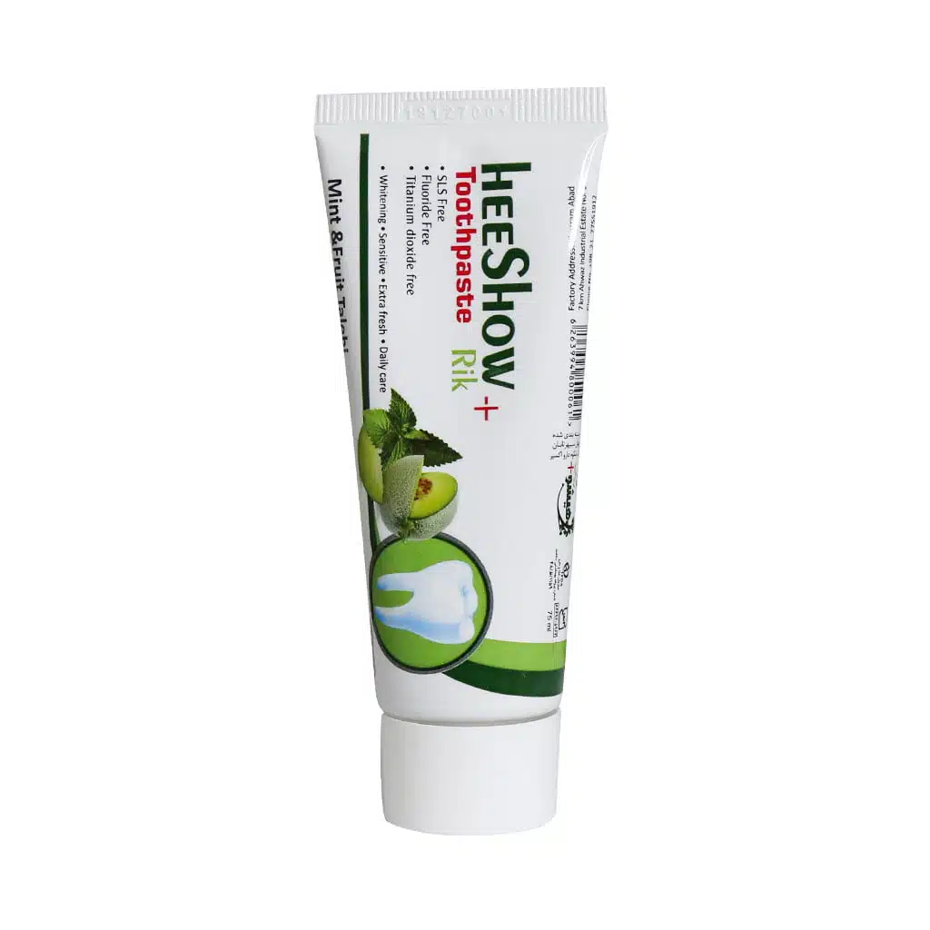 Heeshow-Rik-Mint-Cantaloup-Toothpaste-75-ml.jpg.webp خمیر دندان هیشو ریک مدل نعناع و طالبی 75 میلی لیتر